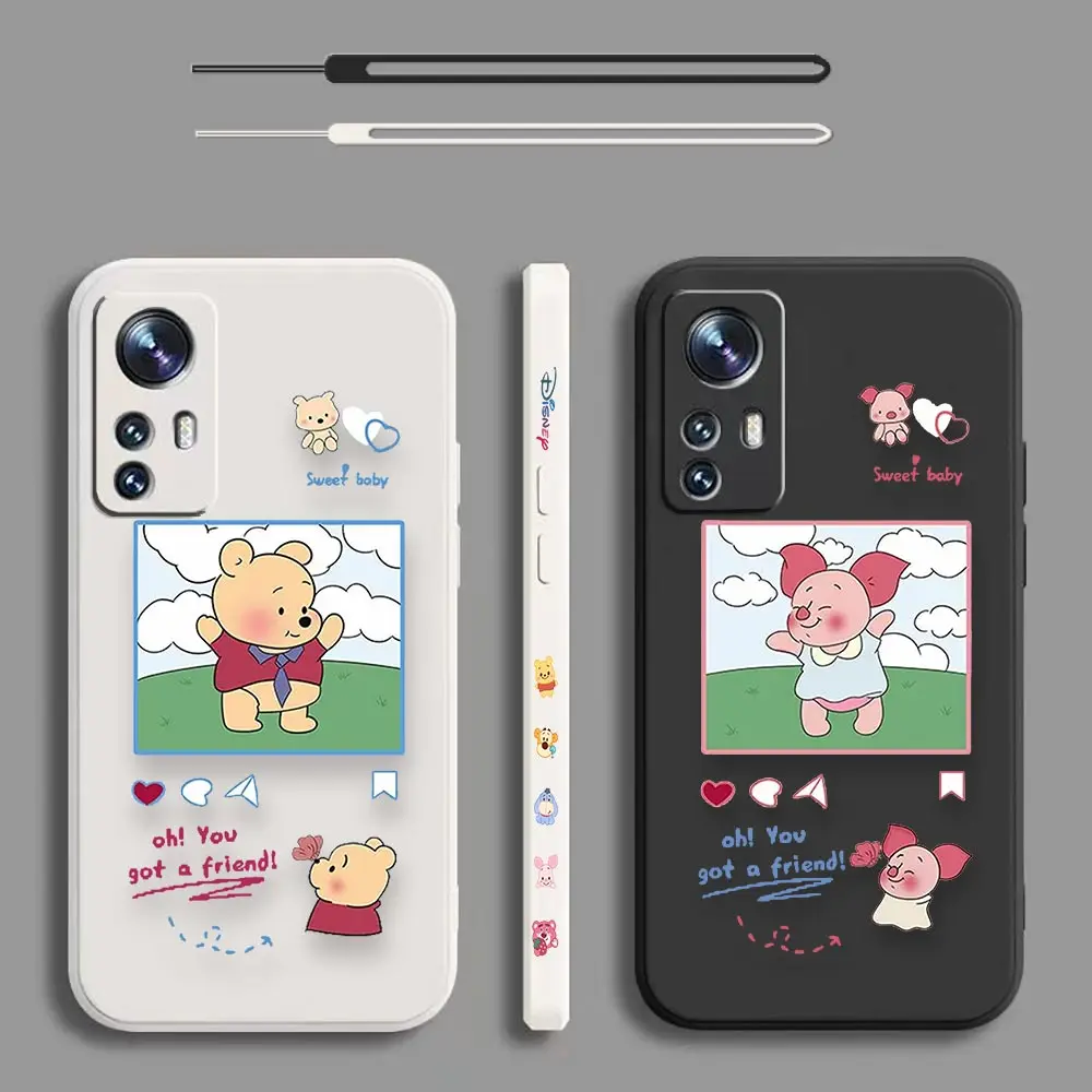 

Winnie the Pooh Piglet Case For Xiaomi Mi 13 12 12S 11 11T 10 10S 9 9SE 8 8SE 6 6X Pro Ultra Liquid Left Rope Cover Funda Cqoue