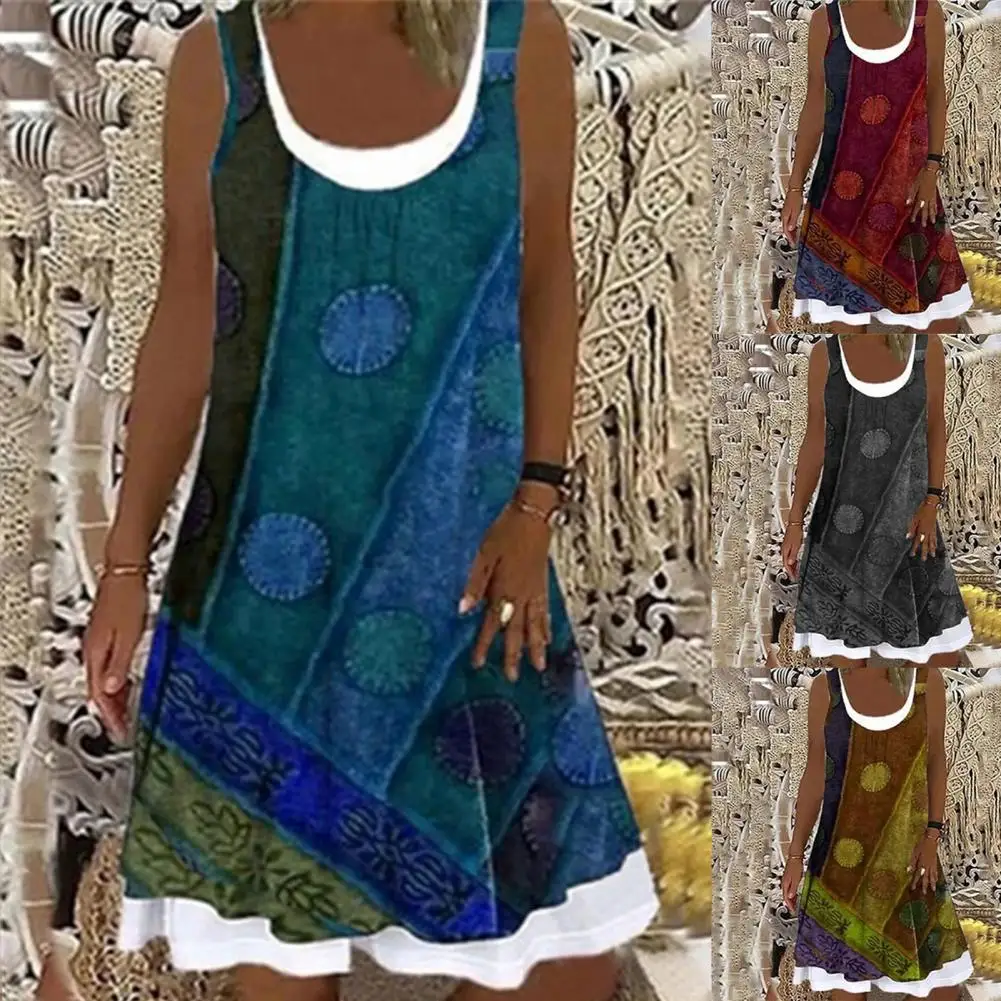 

Повседневное легкое платье с винтажным принтом, удобное летнее элегантное платье выше колена