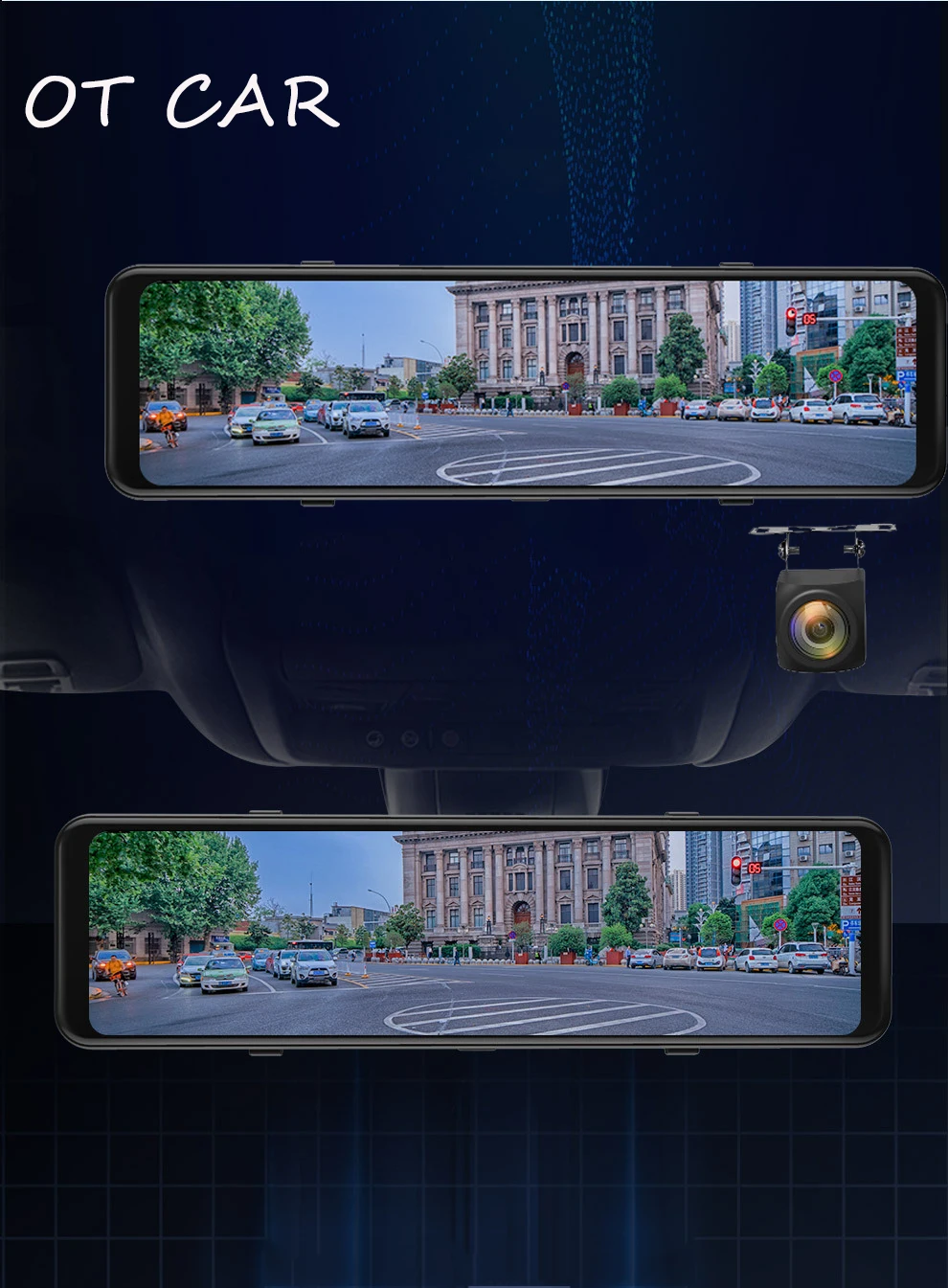 

Полноэкранный видеорегистратор, 11 дюймов, Автомобильное зеркало заднего вида высокой четкости, реверсивное изображение, дополнительная запись голоса и касания