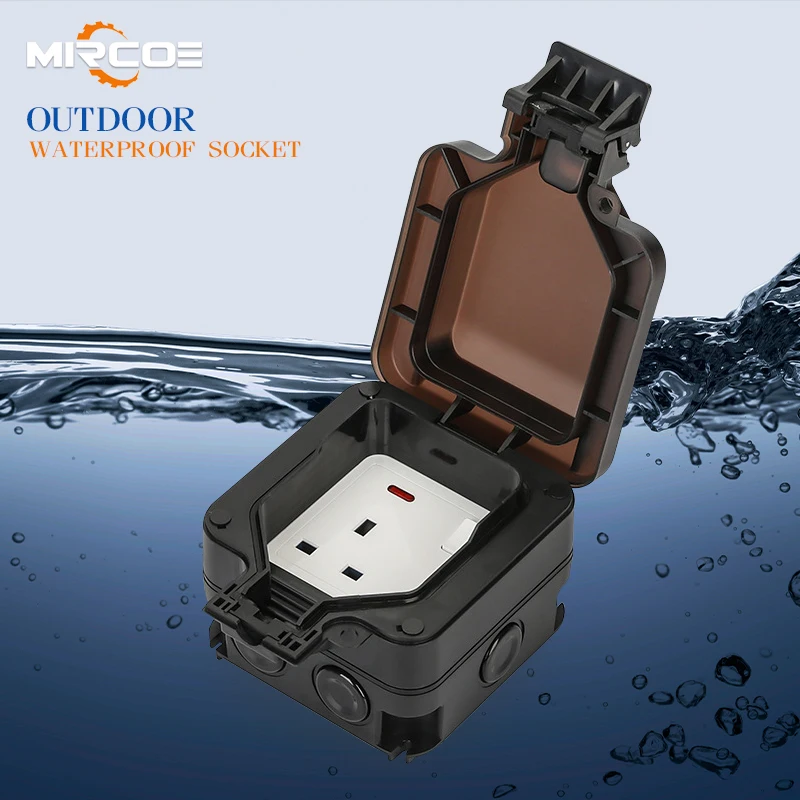 

British Standard IP66 Multifunctional Three Hole 13A Rainproof Charging Socket, Outdoor Waterproof Socket, Industrial Socket