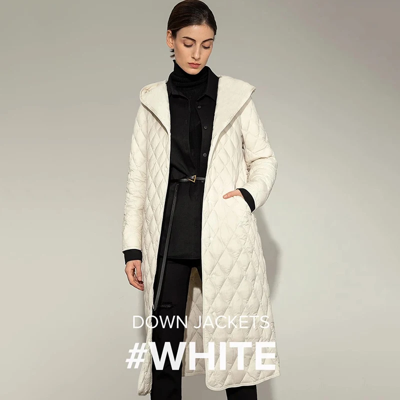 Винтажные толстые повседневные стеганые пуховики с капюшоном женская длинная