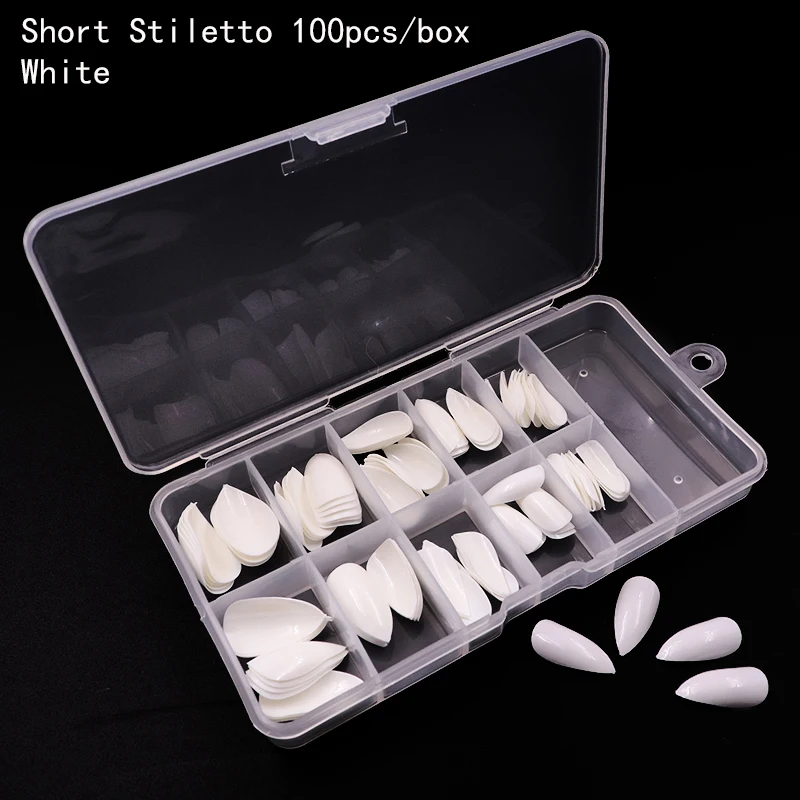 100 шт./коркор. накладные ногти короткий гроб Типсы для дизайна ногтей