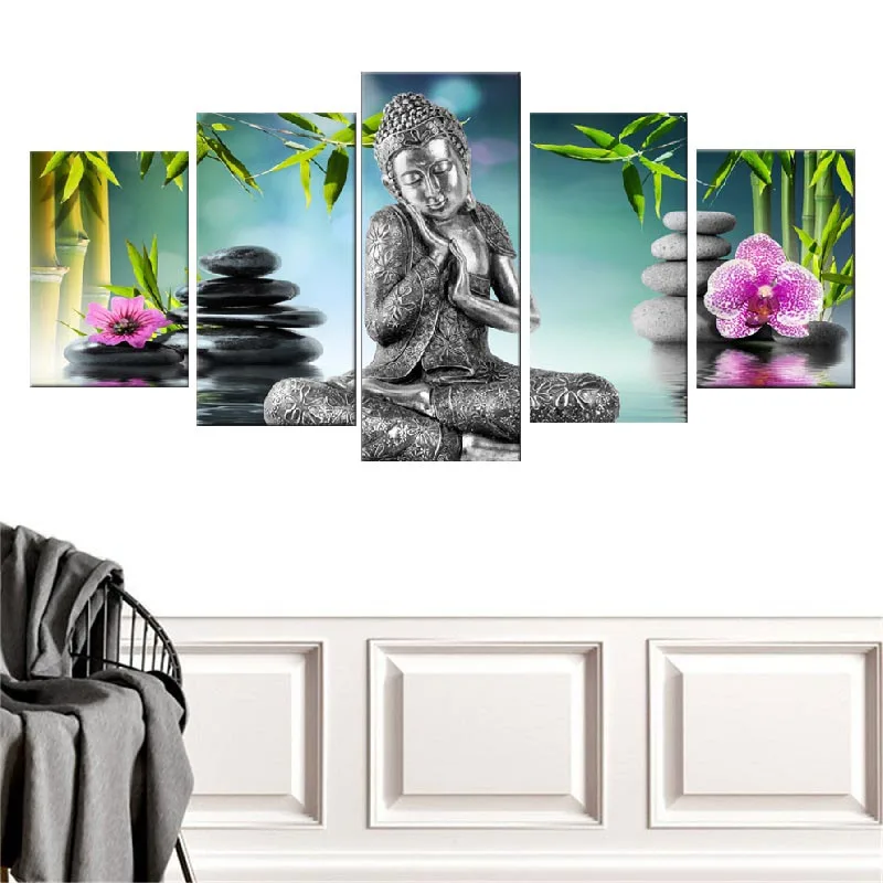 5 шт. декоративные настенные картины из бамбука без рамки