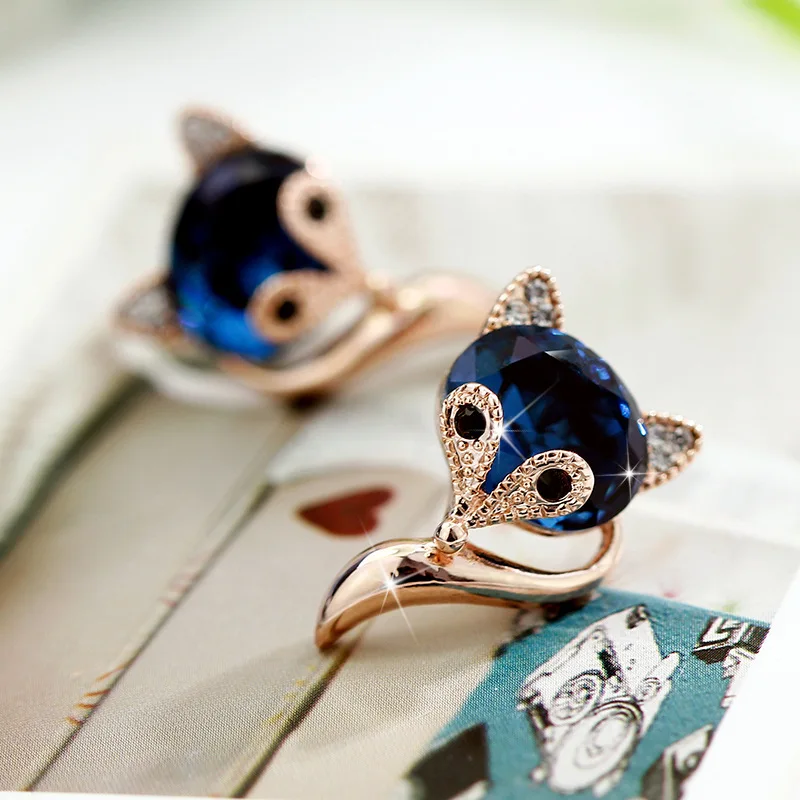 

All Match Cute Fox Earrings For Women Designer Luxury Aesthetic Vintage Ear Studs Crystal Korean Style Simple Fashion