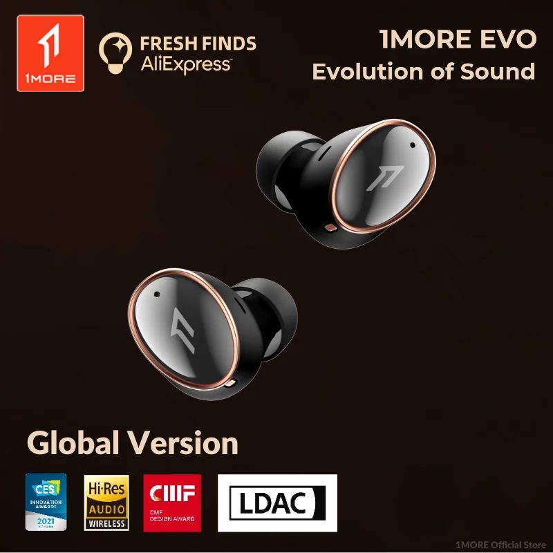 1MORE EVO Hi-Res Wireless Earbuds Аудиофильские наушники LDAC Bluetooth 5.2 42dB ANC Активное