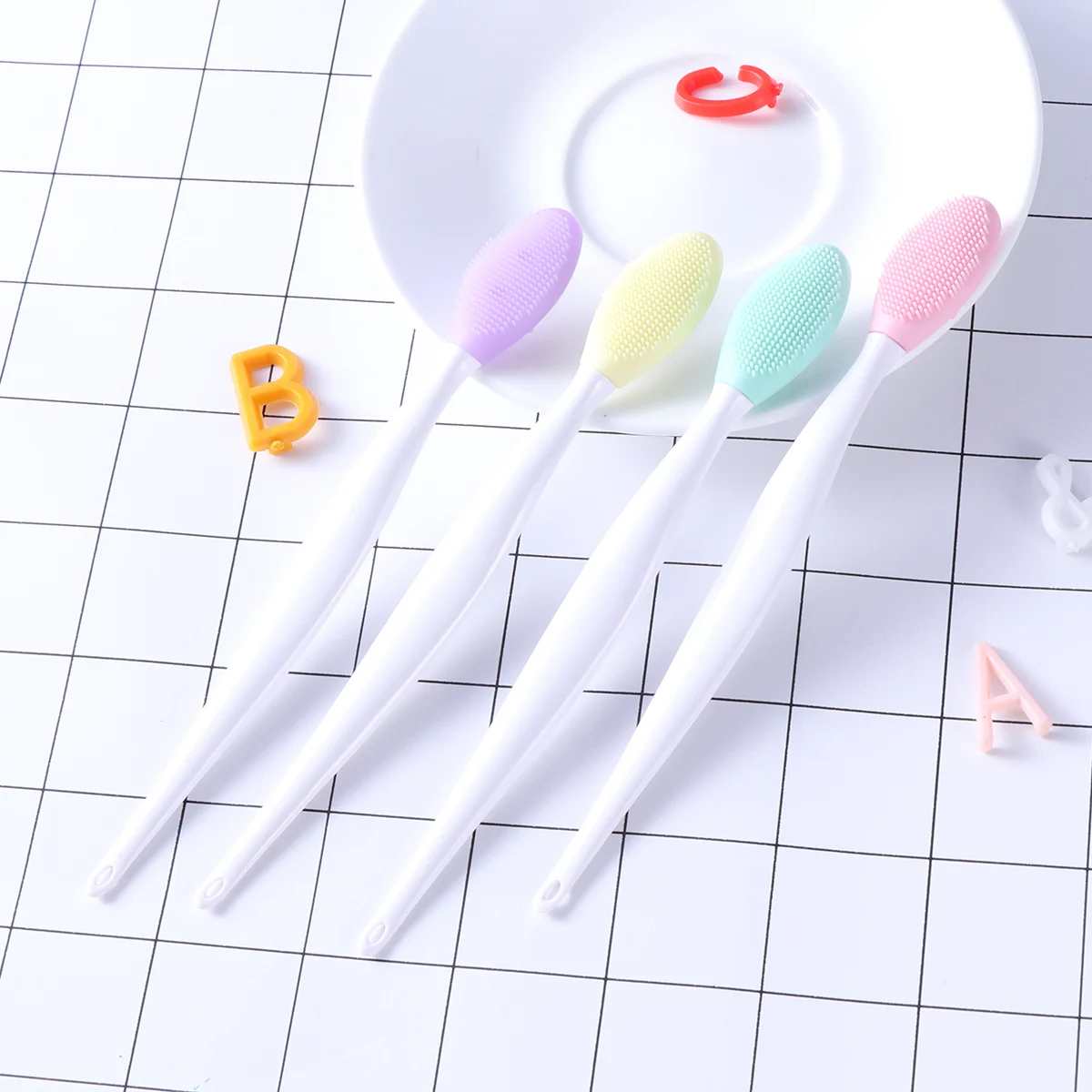 

4Pcs Silicone Toothbrushes Care Brush Handle for Dogs/ Cats