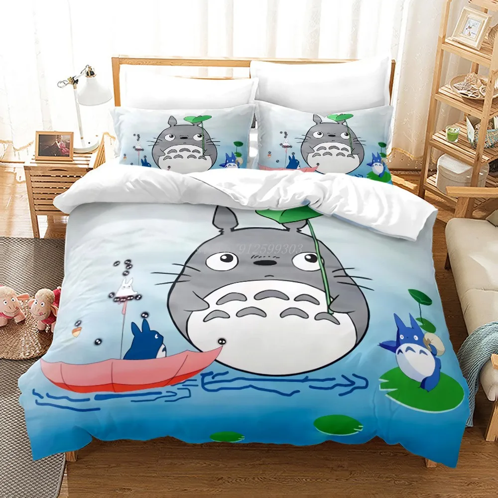 

Cartoon Totoro 3 Pieces Bedding Sets Duvet Cover Sets 3D Print Beddings Set Twin Single Queen king Size Quilt Cover Bedclothes