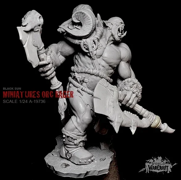 1/24 наборы смолы Orc Tomahawk Hero фигурка солдата из (75 мм) A-19736