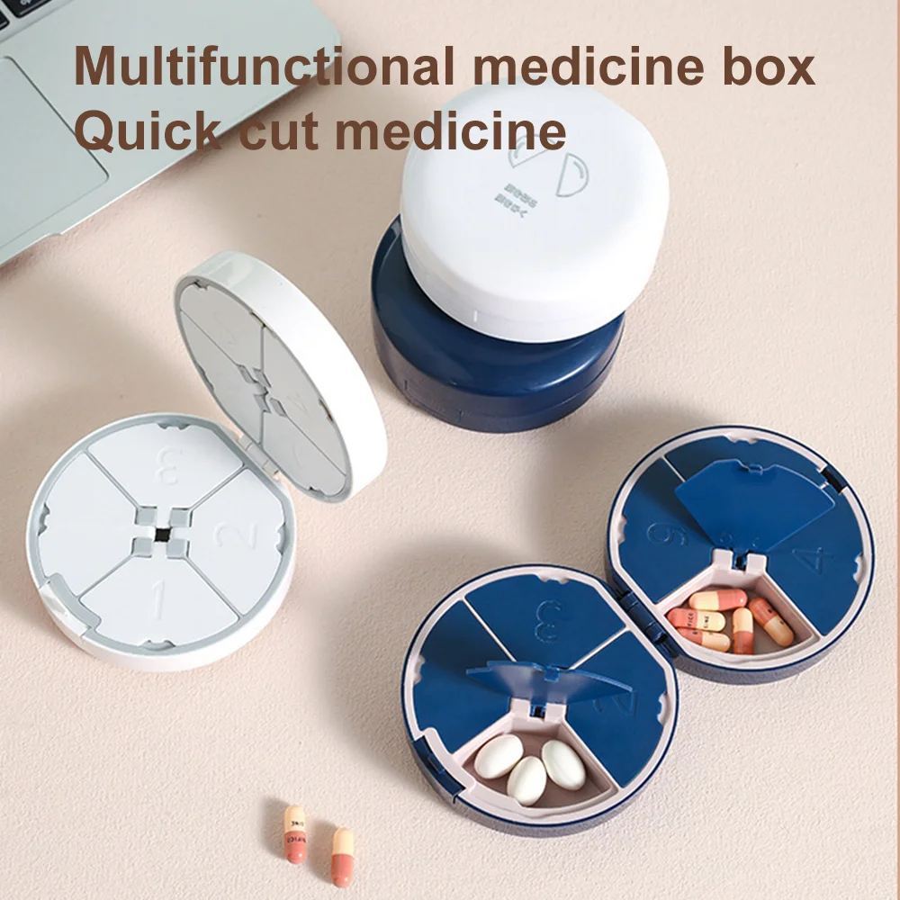 

Portable Waterproof Multifunctional Double layer 4 Grid Pill Box Health Medicine Box Container Case Medicine Cutter Pill Box