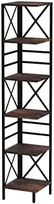 

Промышленный угловой стеллаж, высокий книжный шкаф для дома и офиса, рустикальный коричневый