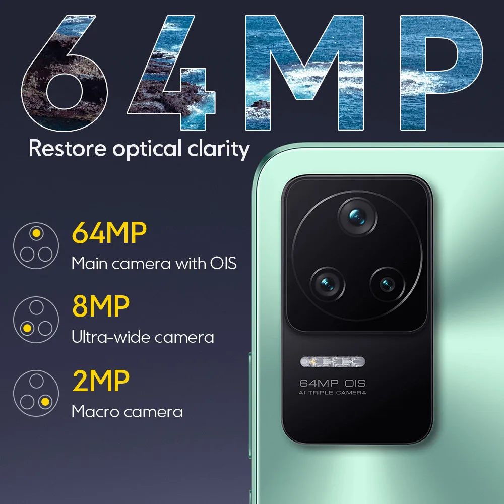 Tanie POCO F4 5G Wersja Globalna Smartphone 128GB/256GB Snapdragon 870 Octa Core 120Hz AMOLED DotDisplay 64MP Kamera OIS 67W ładowanie