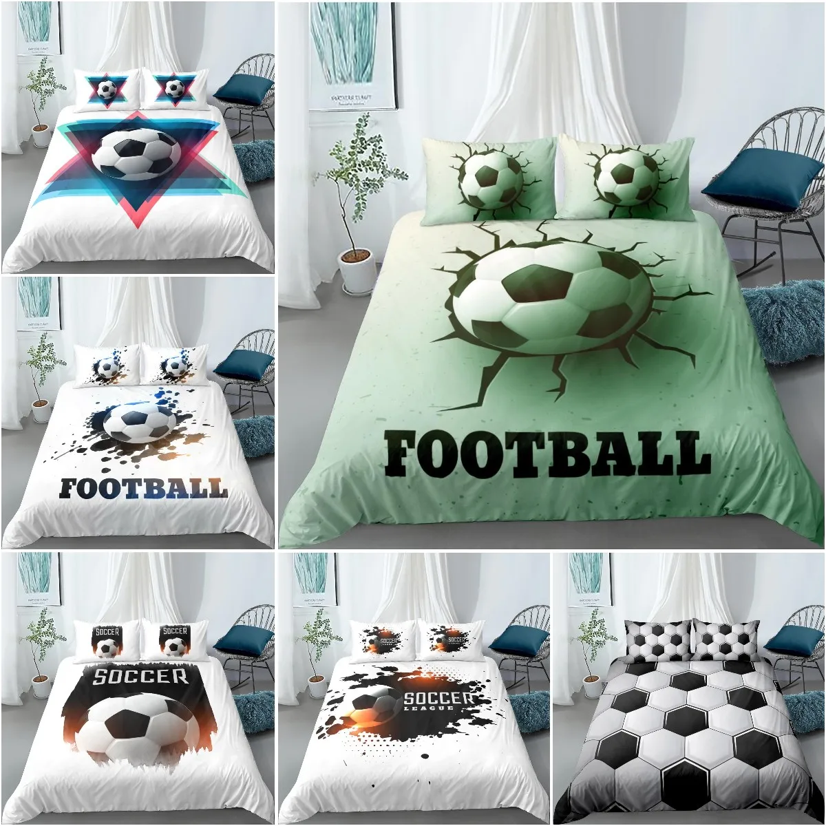 

Old Gypsum Football Duvet Cover Set Teen Bedding Large Size Wall Damaged. 3D HD Printed Three-Piece Set Or Two-Piece Set