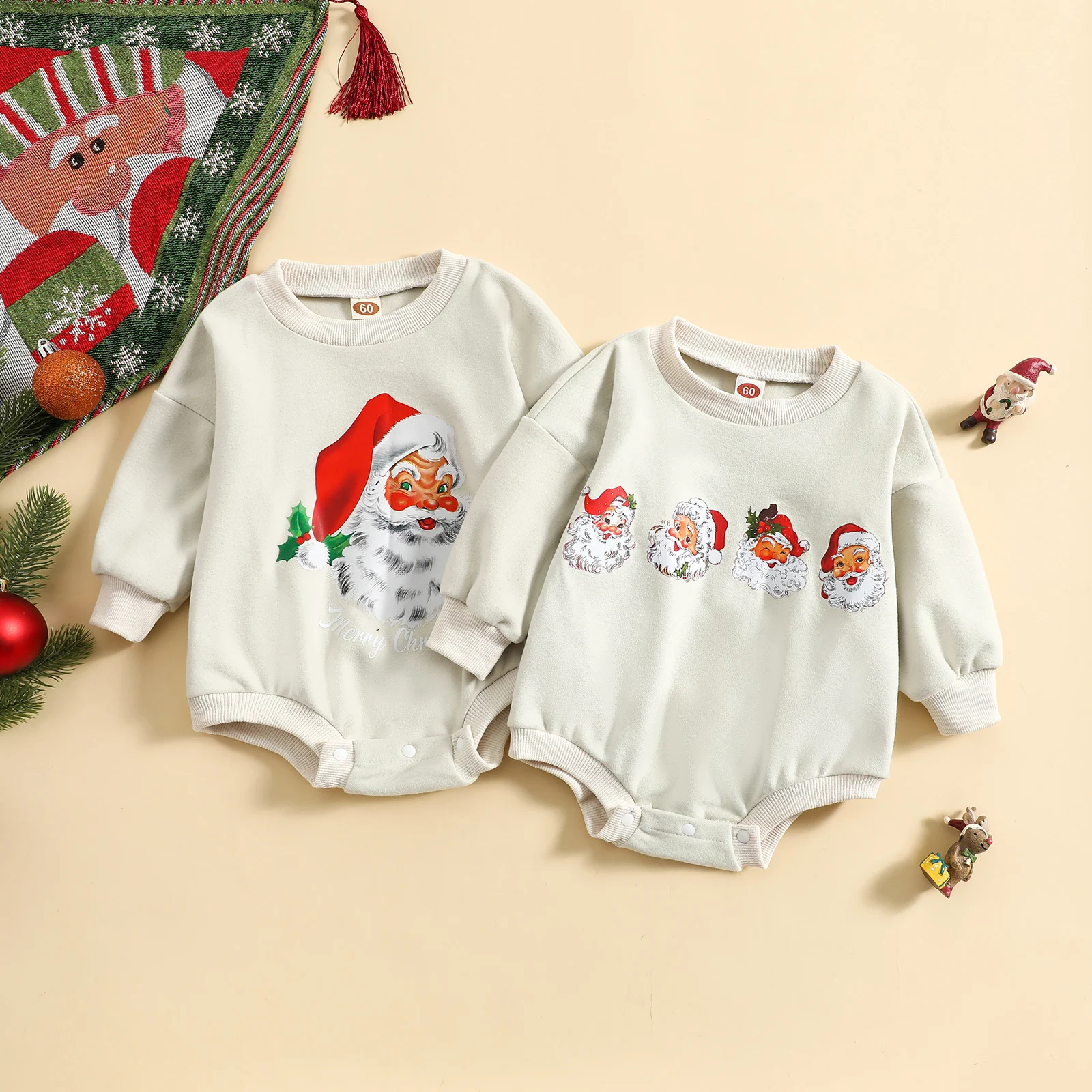 

TR 2022 Autumn Christmas Infant Baby Girls Boys Bodysuit Cartoon Print Long Sleeve Jumpsuits Winter Casual Jumpsuit Clothes