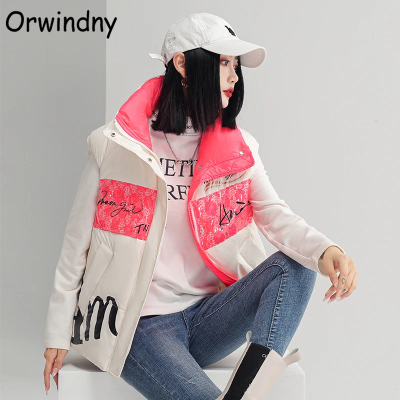 

White Duck Down Vest Jacket Women Mandarin Collar Snow Wear Warm Waistcoat Waterproof Autumn Winter New Fashion Top Orwindny