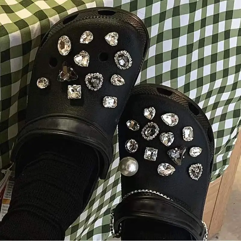 New Style Rhinestones croc charms shoe decoration diamond chain designe woman girl gifts fit Wholesale