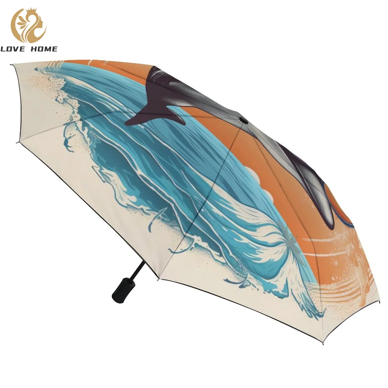 

Dolphin 3 Fold Umbrella Tours Unique Umbrellas Waterproof Portable Auto Umbrella