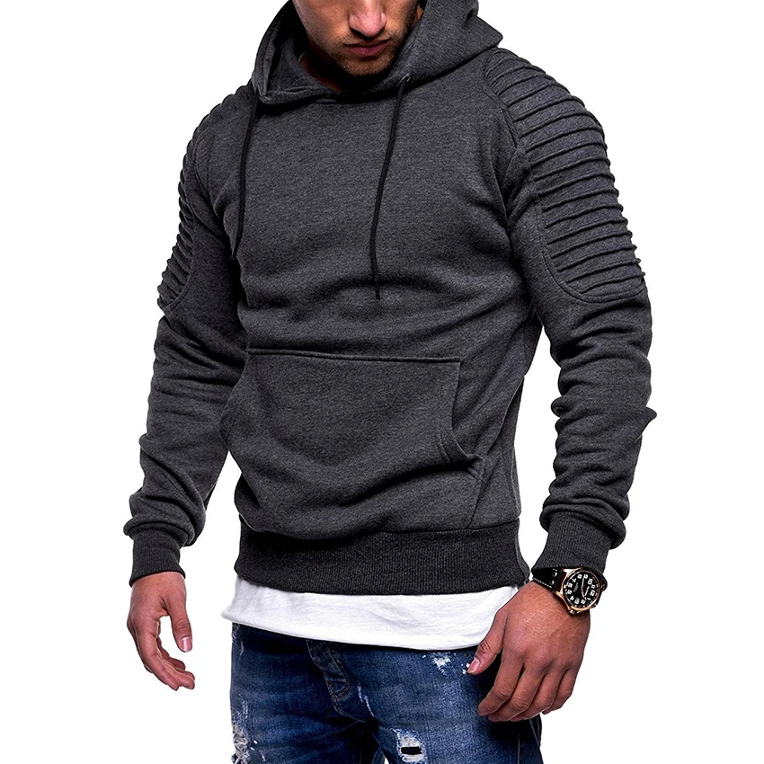 

Fashion Men's Autumn Winter Pleats Sleeve Slim Fit Raglan Long Sleeve Hoodie Top Hoody Men Long Sleeve Hoodie Top Clothes