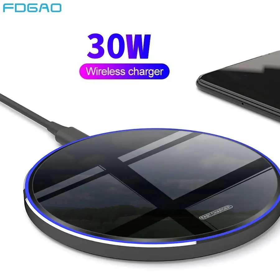 

30W Wireless Charger For iPhone 14 13 12 11 Pro XS XR X 8 Plus Samsung Galaxy S21 S22 Induction Fast Wireless Charging Dock Pad