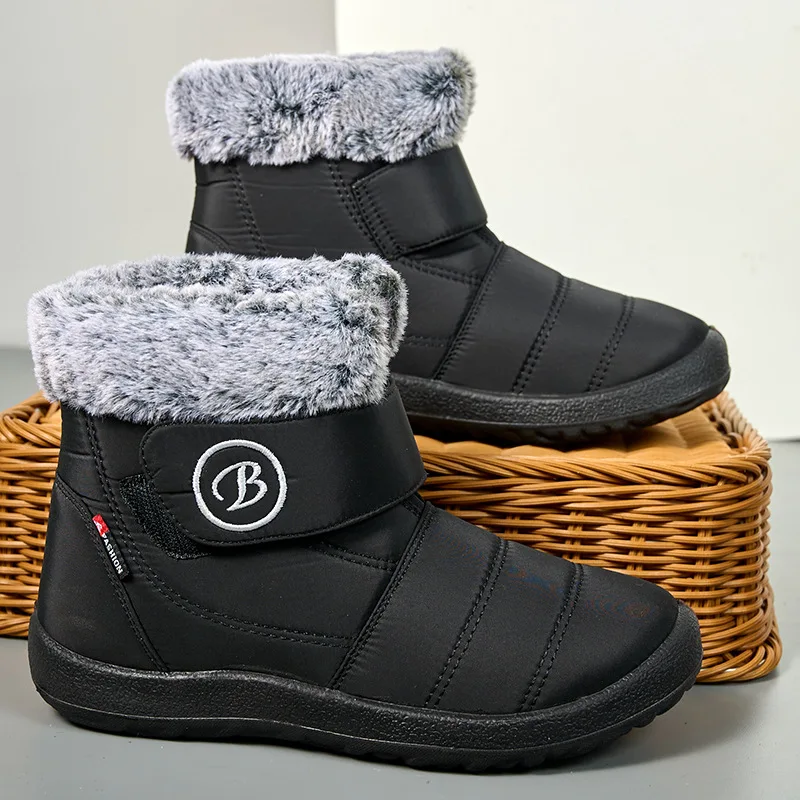 

Women's Boots Autumn and Winter New PU Wedge Platform Shoes Plus Velvet Warm Women's Snow Boots Outdoor Waterproof Casual Shoes