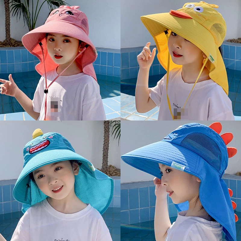 Children Sun Hat Summer Kids Outdoor Neck Ear Cover Anti UV Protection Beach Caps Kids Boy Girl Travel Flap Cap for Children