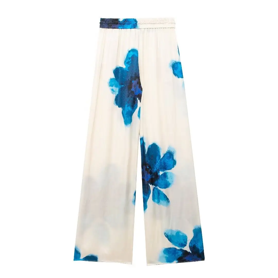 Комплект из рубашки и брюк с цветочным принтом длинным рукавом