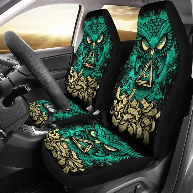 

Owl Car Front Seat Covers, Custom Mace Cover New Car Gifts for idea cute Car Decor Seat Cover