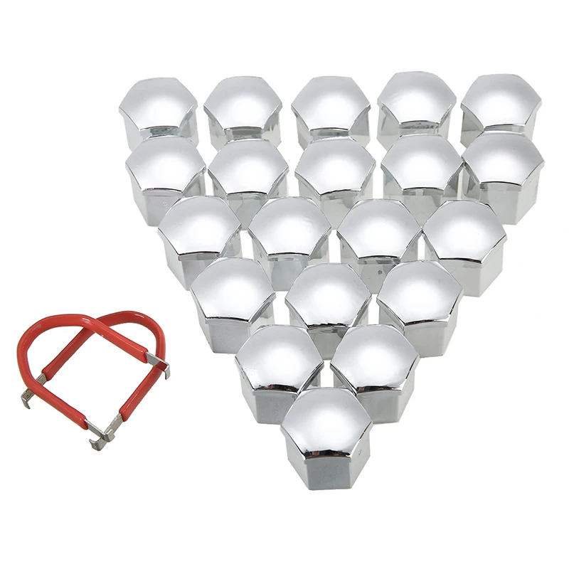 

20pcs 19mm Car Alloy Wheel Nut Bolt Covers Caps Chrome Silver + Removal Tool Protecting Protective Bolt Caps High Quality