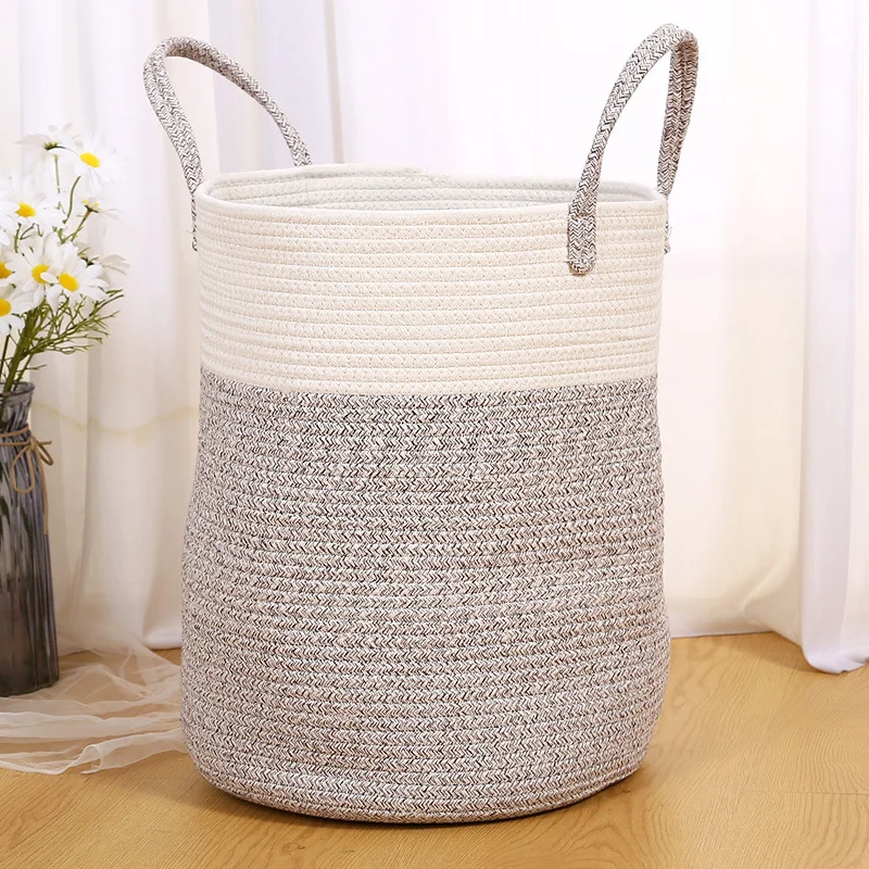 

Cloth Basket Art Dirty Toys Storage Basket Bag Items Household Storage Clothes Storage Braided Bedroom Cotton Rope Room Living