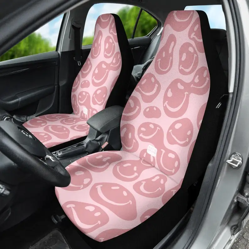 

Pink Smiley Car Seat Covers for Women for Vehicle Set of 2