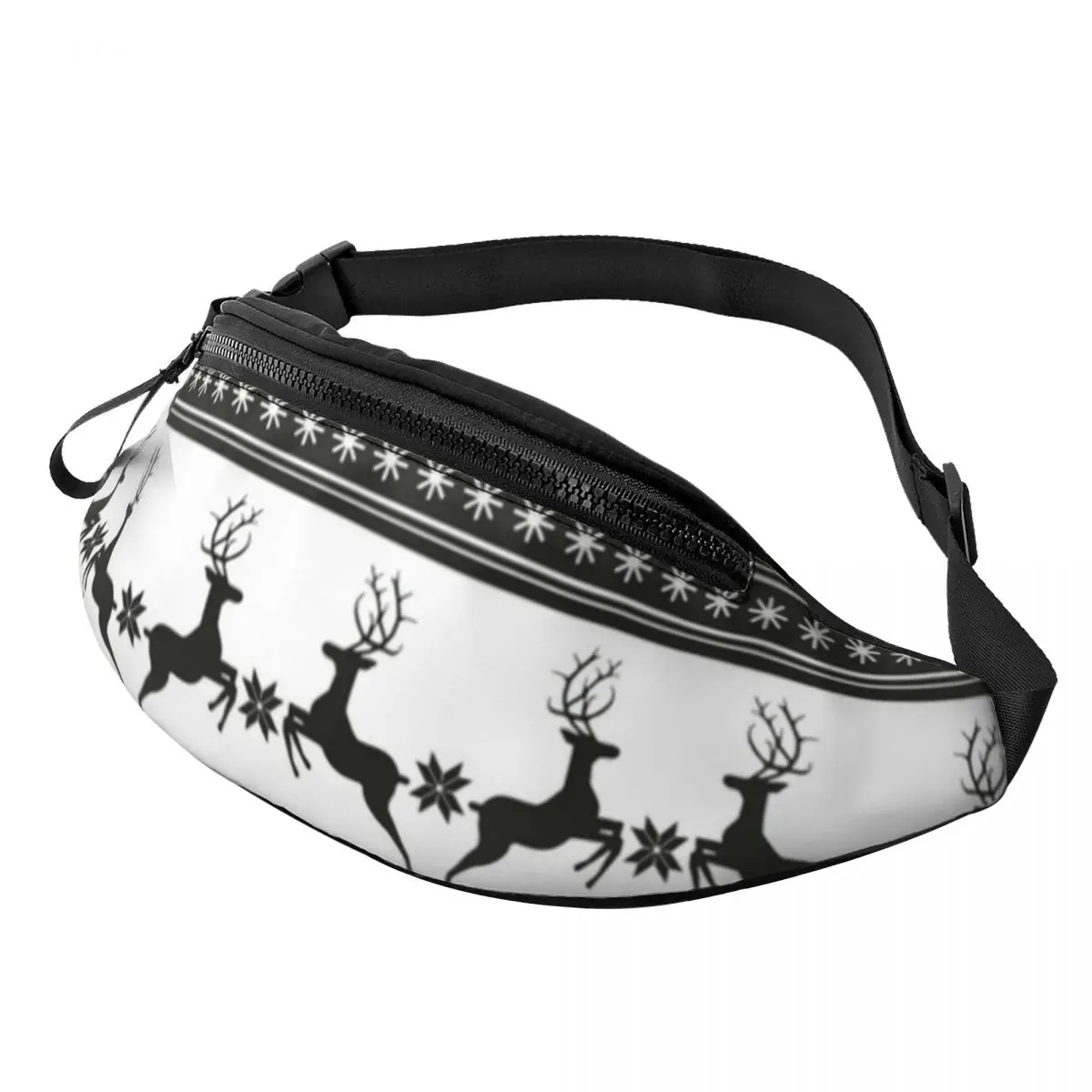 

Christmas Nordic Animal Waist Bag Vintage Deer Print Hiking Women Waist Pack Polyester Pattern Bag