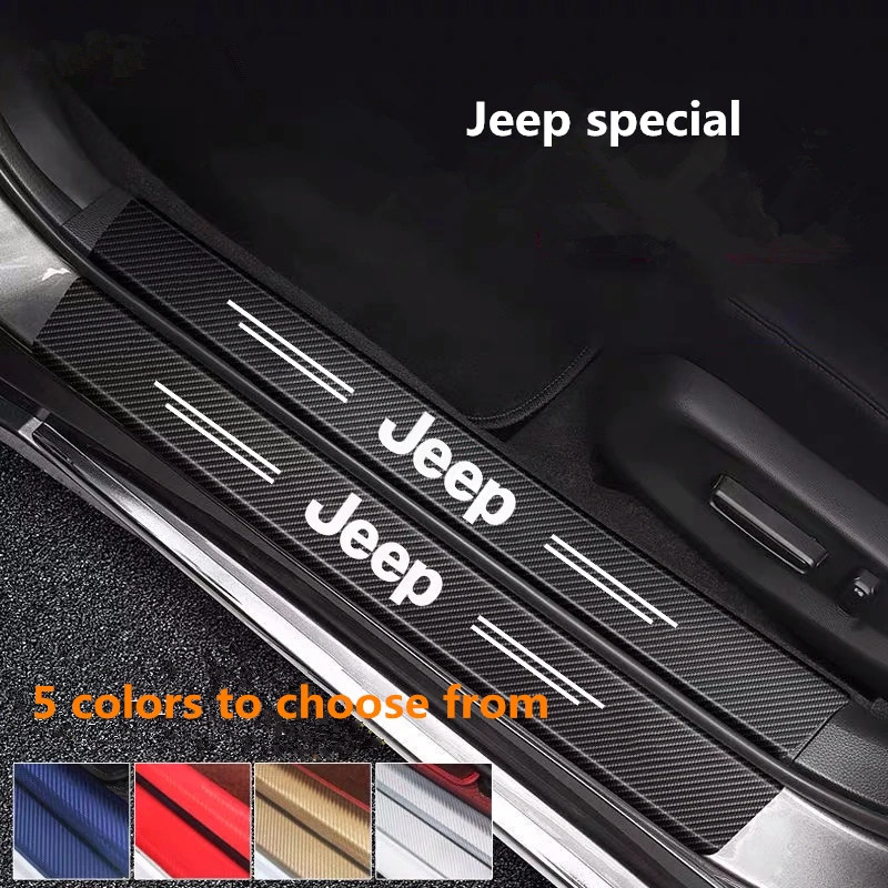 bon Fiber 5 colors Car Door Threshold Sill Sticker For JEEP Grand Cherokee Commander Renegade Wrangler Compass Auto Accessories |