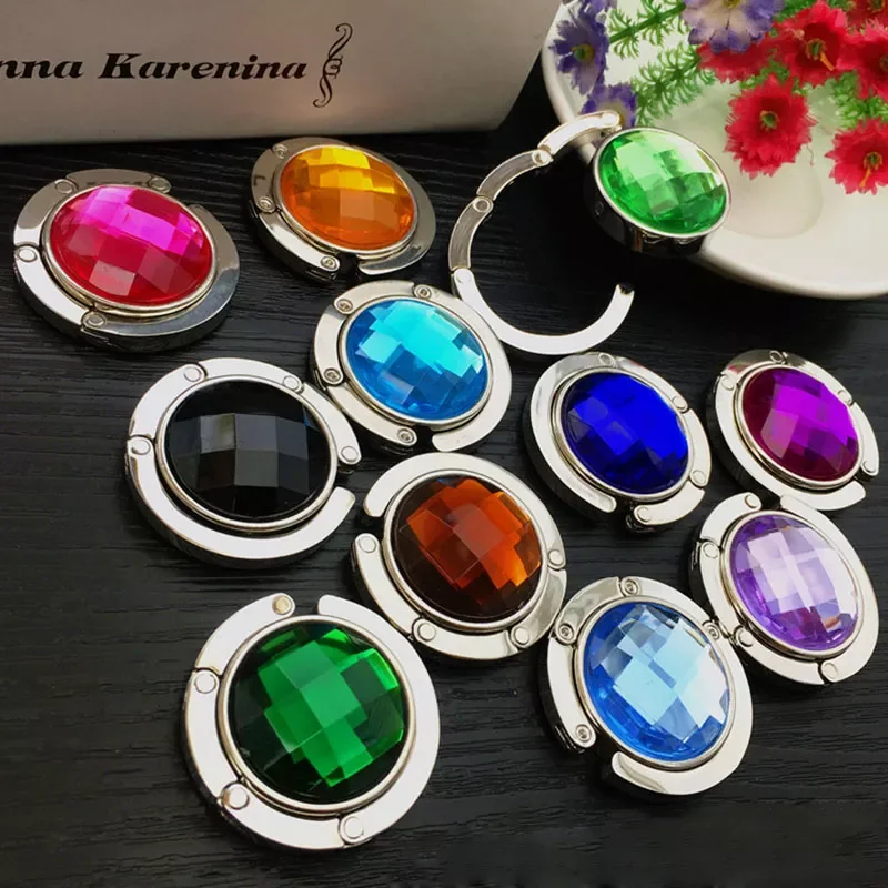 

2023NEW Purse Bag hanger Portable handbag folding hanger holder hook for hanging Crystal Alloy magic hooks