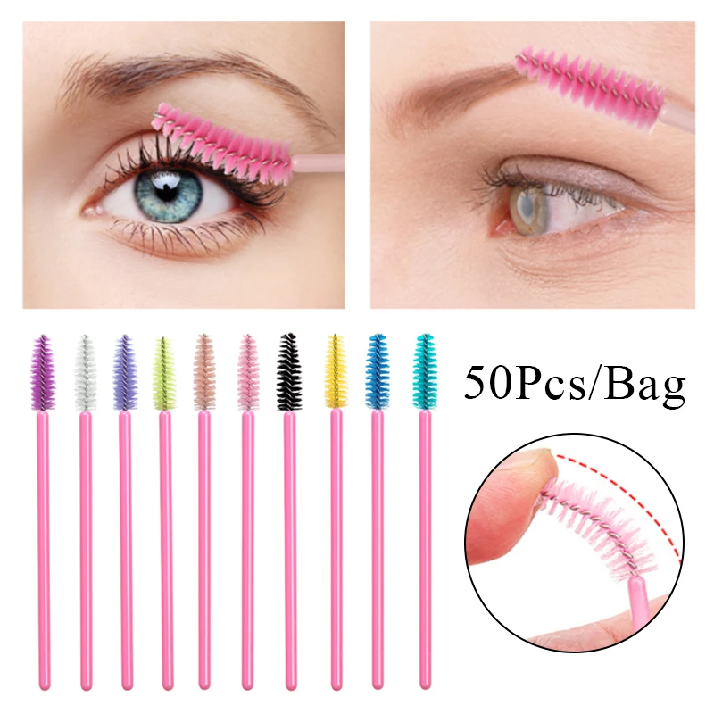 

50PCS Disposable Lash Applicator Stick Eyelash Extension Mascara Wands Eyelash Eyebrow Brush Makeup Brush Disposable Beauty Tool