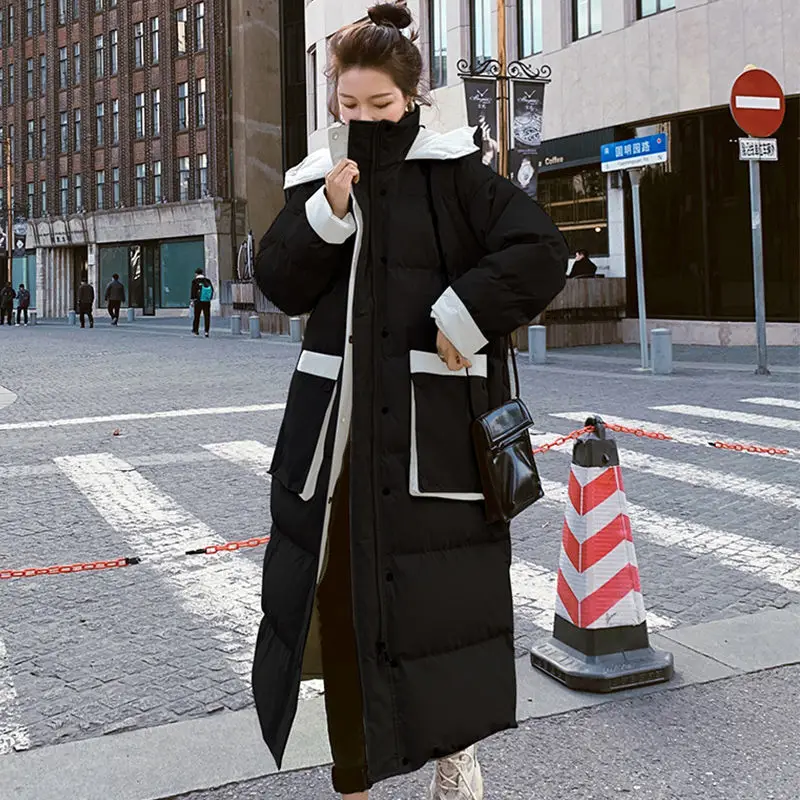 2023 New Korean Version of The Loose and Explosive Padded Jacket Women's Winter Long Section Over The Knee Down Padded Jacket