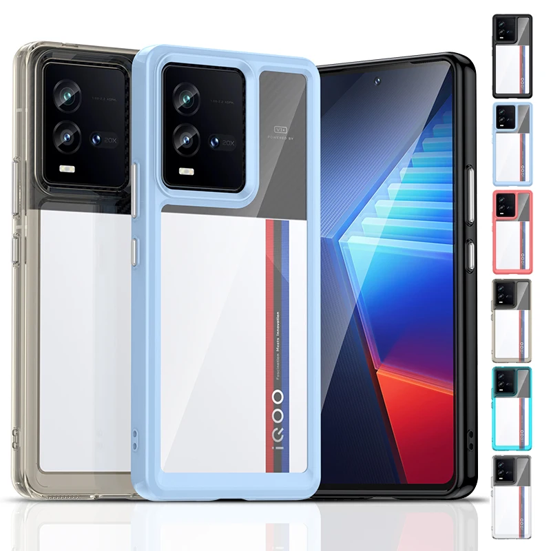 

For Vivo iQOO 10 Case Cover iQOO 10 Capas New Shockproof Phone Back Bumper Clear Transparent Multicolor For Fundas iQOO 10 Cover
