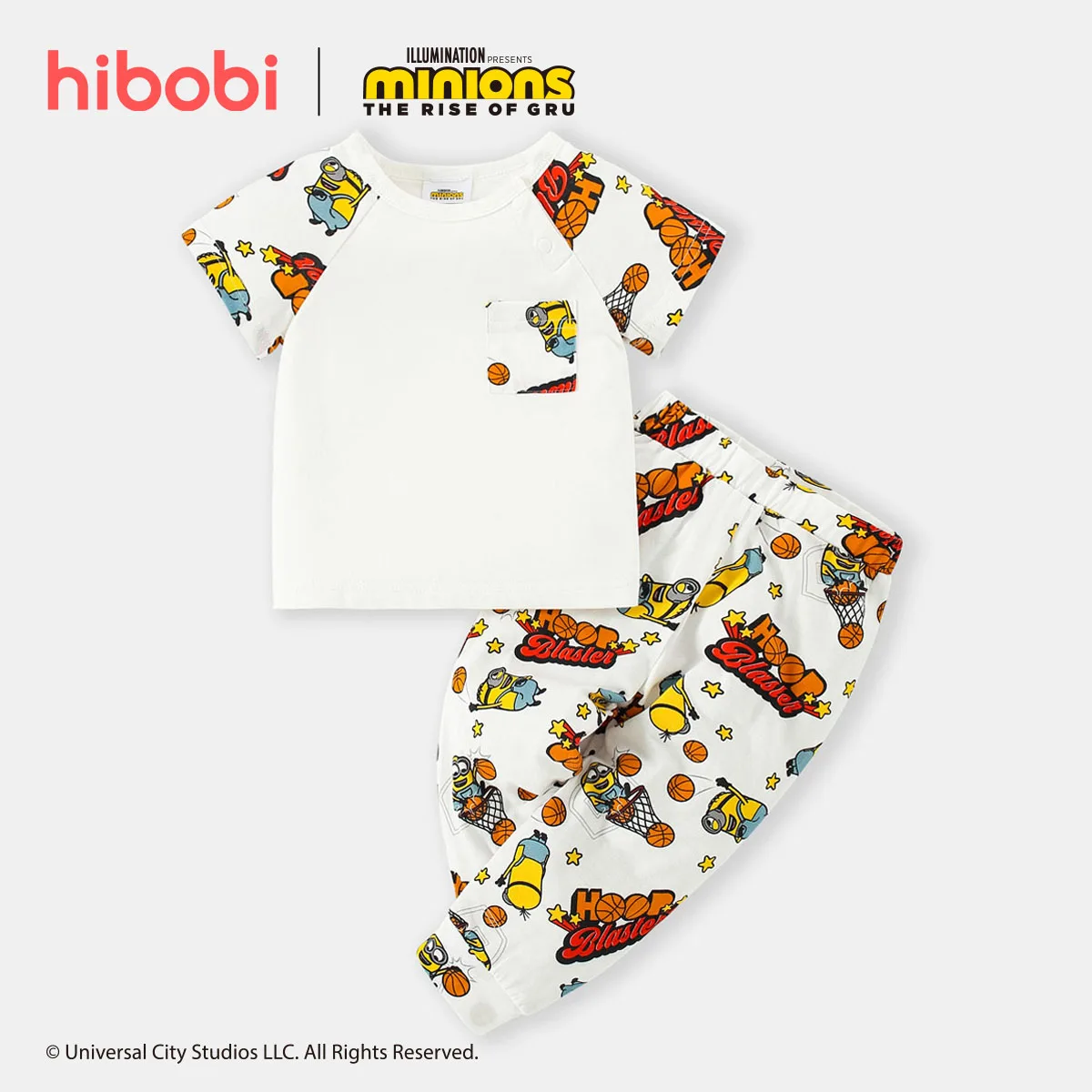Комплект детской одежды hibobi x с миньонами футболка принтом и карманами + брюки