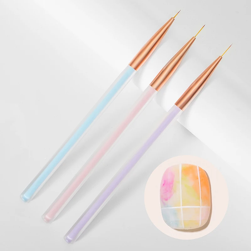 

3pcs Nail Art Liner Brushes French Stripe 3D Tips Manicure Line Drawing Pen UV Gel Brush Set Nail Art Painting Tools