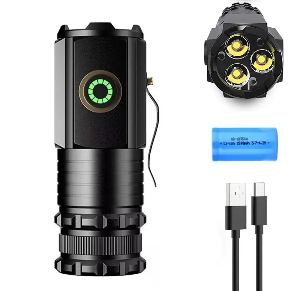

Портативный водонепроницаемый фонарь USB-C из алюминия 2000 люмен