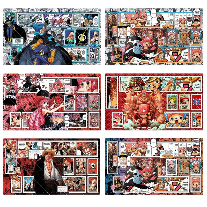 Фото Игровой коврик для карточных игр One Piece Shanks Perona, 600x350 мм, 2 мм, с прошитыми краями, OPCG, Тони Чоппер, резиновый, для настольных игр, подарок №1