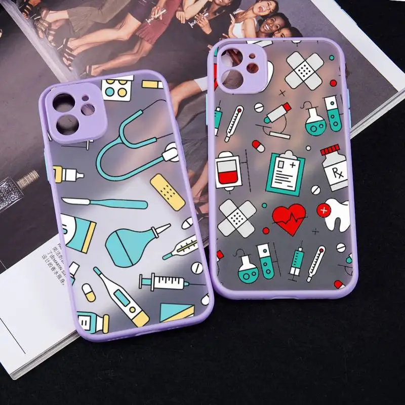 

Doctor Nurse Medical Medicine Phone Case matte transparent For iphone 7 8 11 12 13 plus mini x xs xr pro max cover