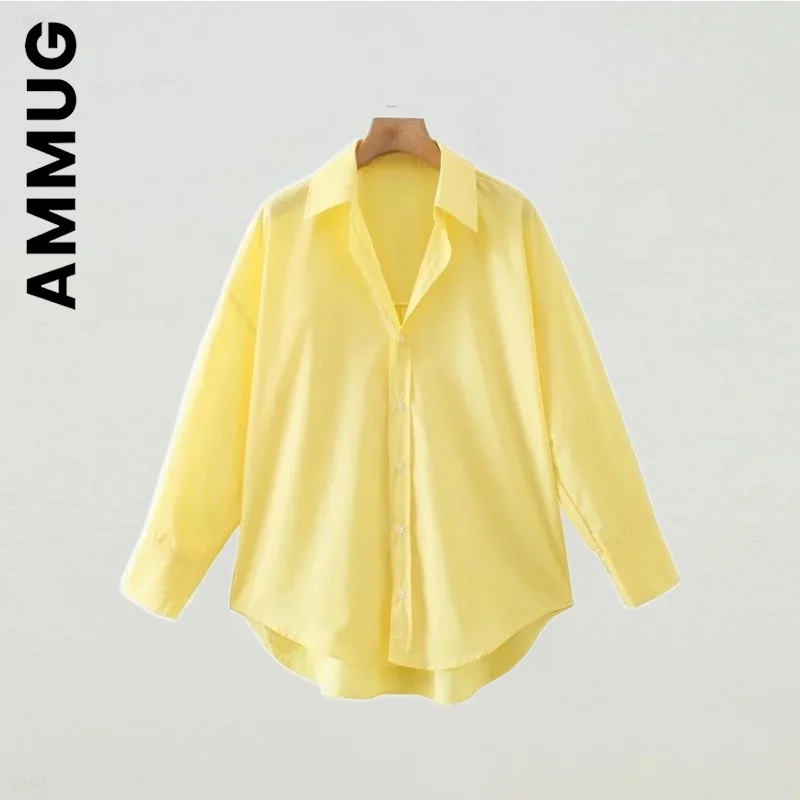 

Ammug Women Shirt Spring Slim Elegant Basic Top Chic Vintage New Tops Solid Color Friends Womens Long Sleeve Tops Girls Female