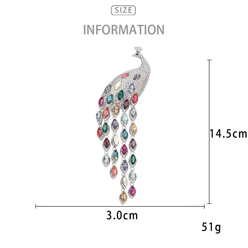 Женская брошь в форме павлина Эксклюзивная из австрийского хрусталя
