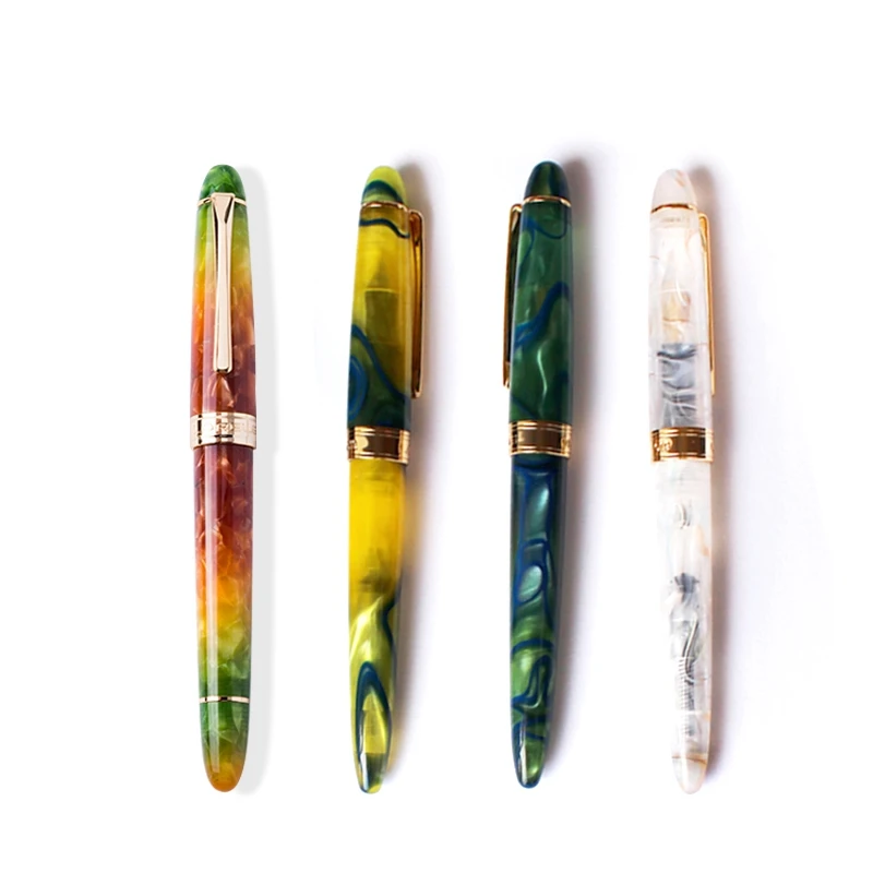 

Colorful LORELEI Resin Converter Filling Fountain Pen Golden Clip Fine Nib 0.5mm Ink With Pens Box Office Supplies Gift