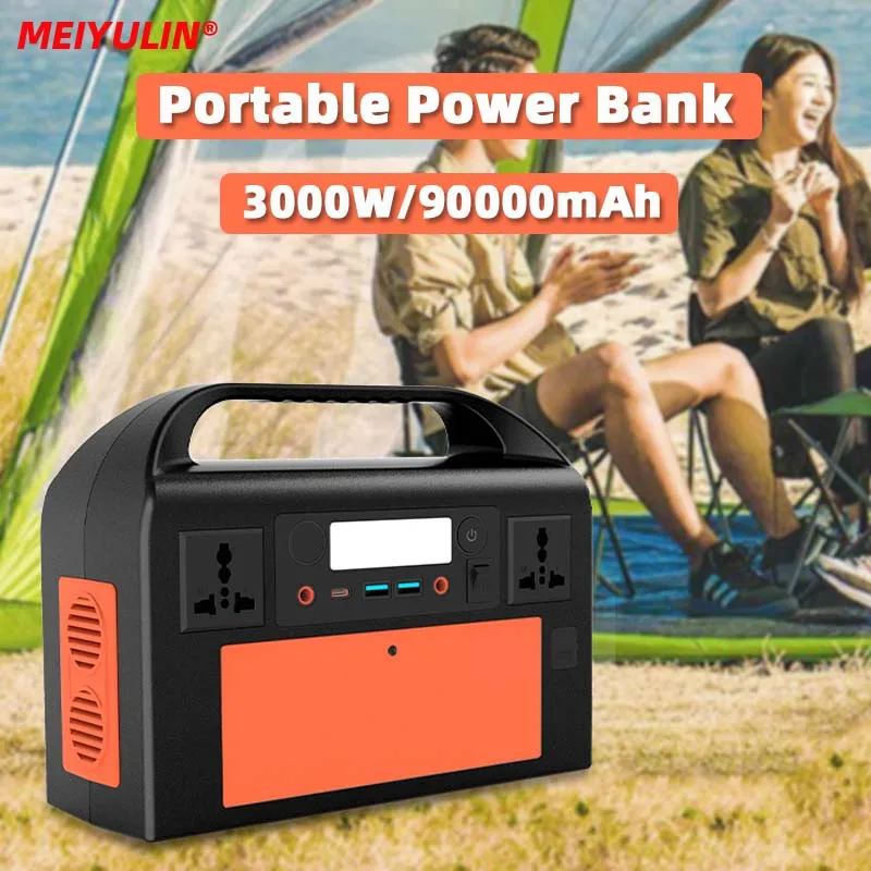 

300W Power Supply Station 110V 220V Portable Solar Generator Battery Power Bank 90000mAh Emergency Lighting For Outdoor Camping