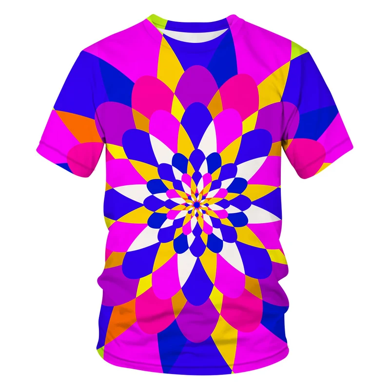 

Summer new fashion psychedelic style vertigo pattern 3D printing T-shirt men's high-quality handsome Harajuku short-sleeved top