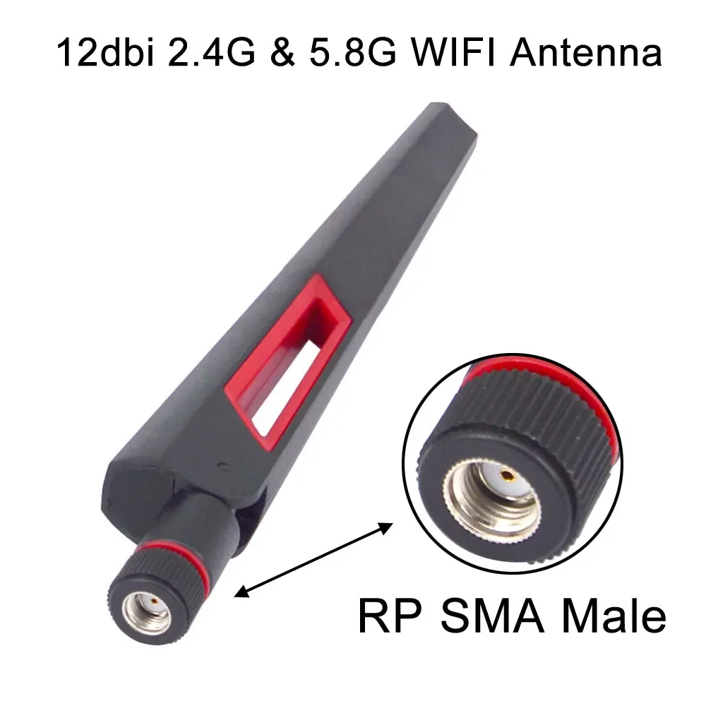 5 PCS 12 dbi Dual band WIFI Antenna 2.4G 5G 5.8G RP SMA Male/SMA Male Amplifier WLAN Router Antenne Connector Booster