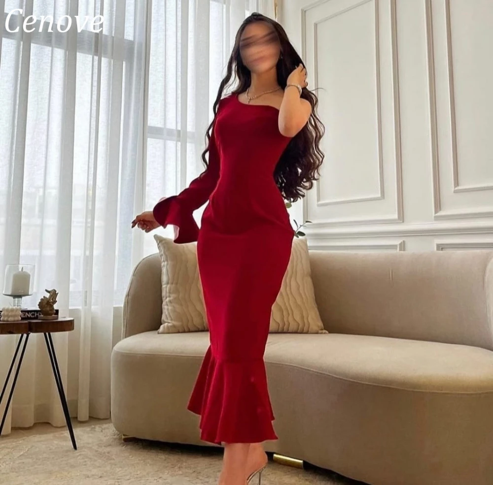 

Cenove Backless Mermaind Sheath Evening Gown Formal Elegant Prom Red One Shoulder New Party Dresses for Women 2023