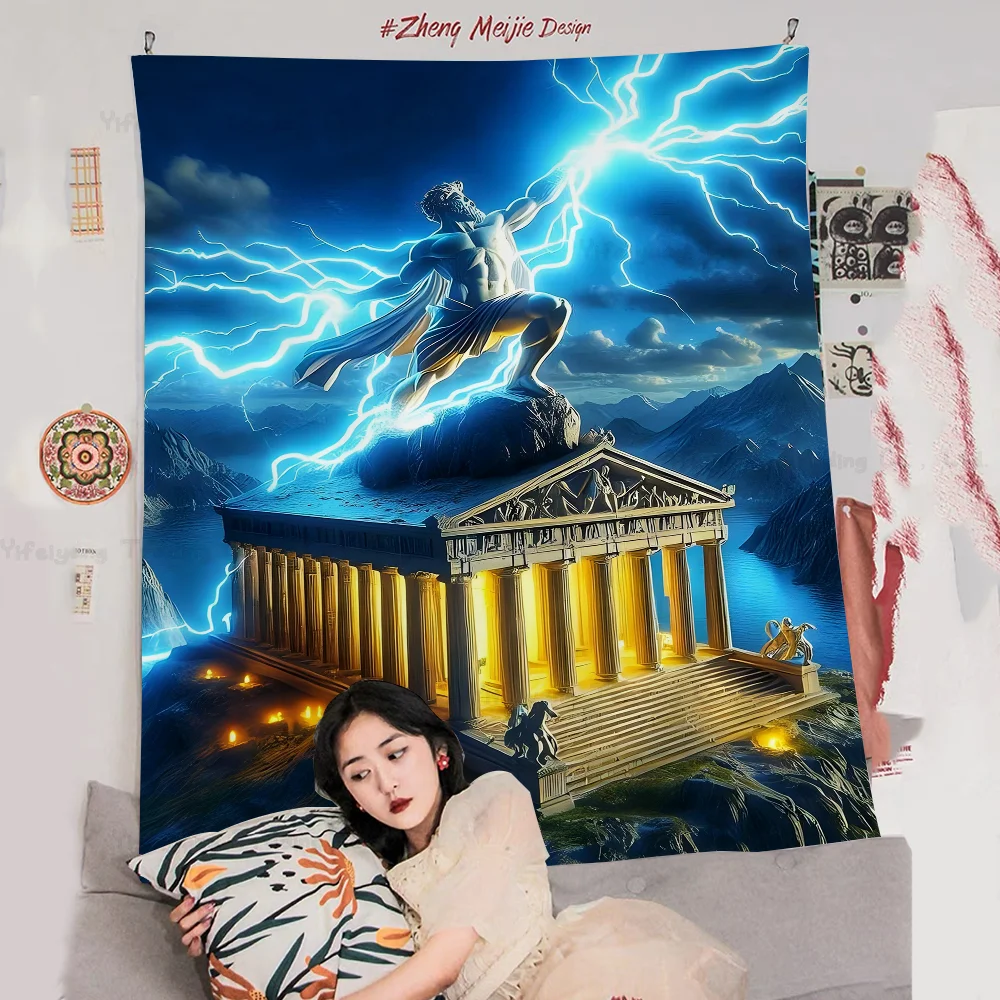 Большой настенный гобелен с принтом Medusa Zues Thunder дешевый в стиле хиппи богемный