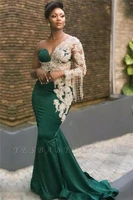 sequin appliques mermaid green crtystal african black girls new arrival long elegant prom dresses 2022 for party