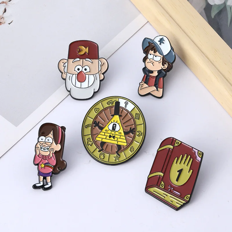 

Gravity Falls Enamel Pins Cartoon Character Ideas Brooch Badge Jewelry Gift for Friends Wholesale